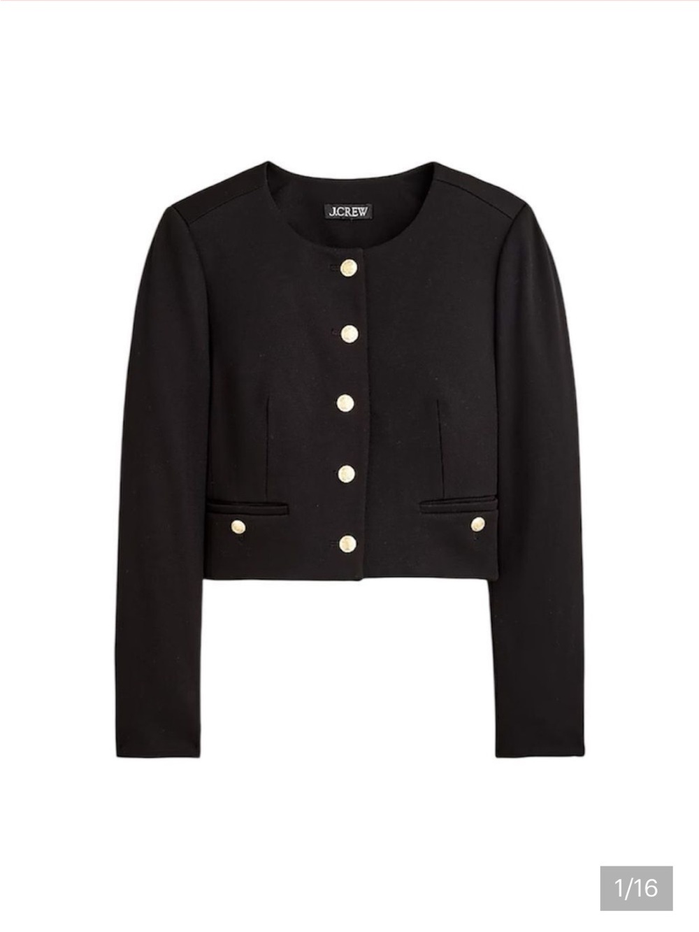 J. Crew Black Cropped Lady With Gold Button Detail Jacket New Size 12